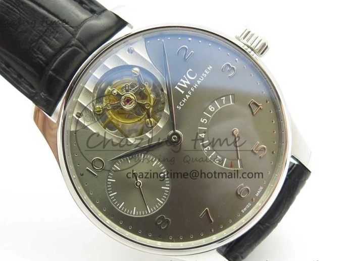 MIROTIME 0106 Portuguese Tourbillon IW5046 SS ZF Best Edition Gray Dial on Black Leather Strap SunProtective 7147
